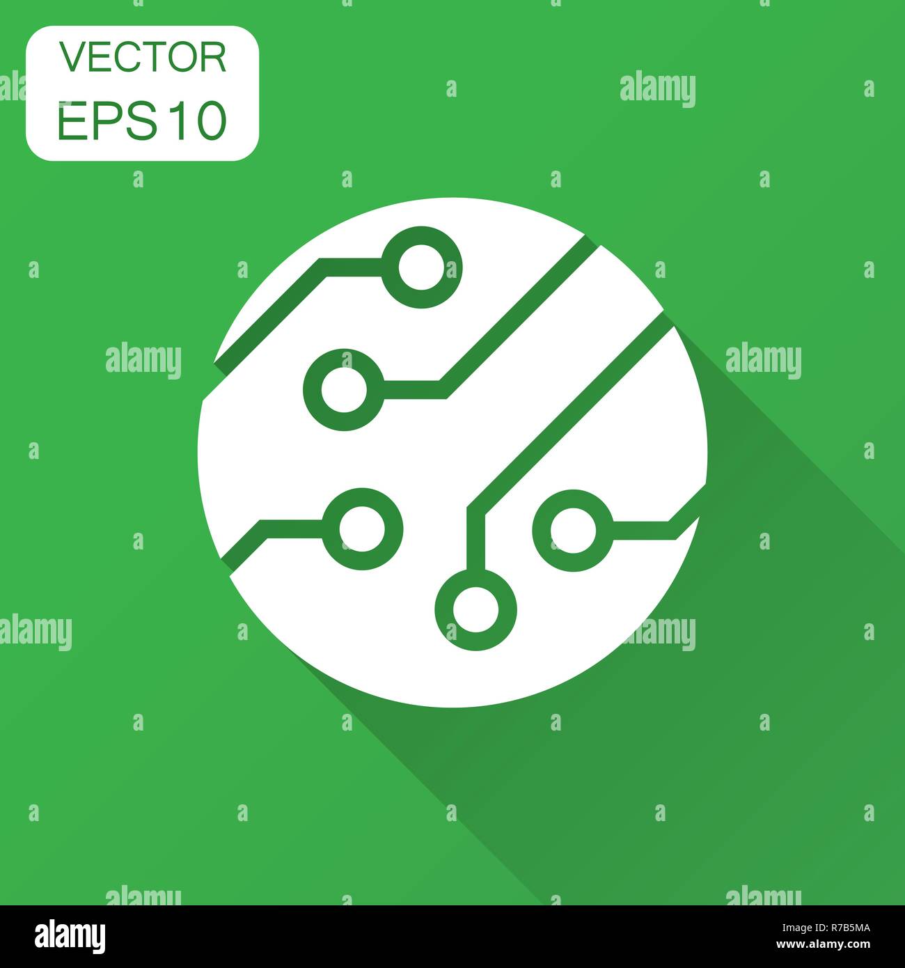 Circuit board icon in flat style. Technology microchip vector ...