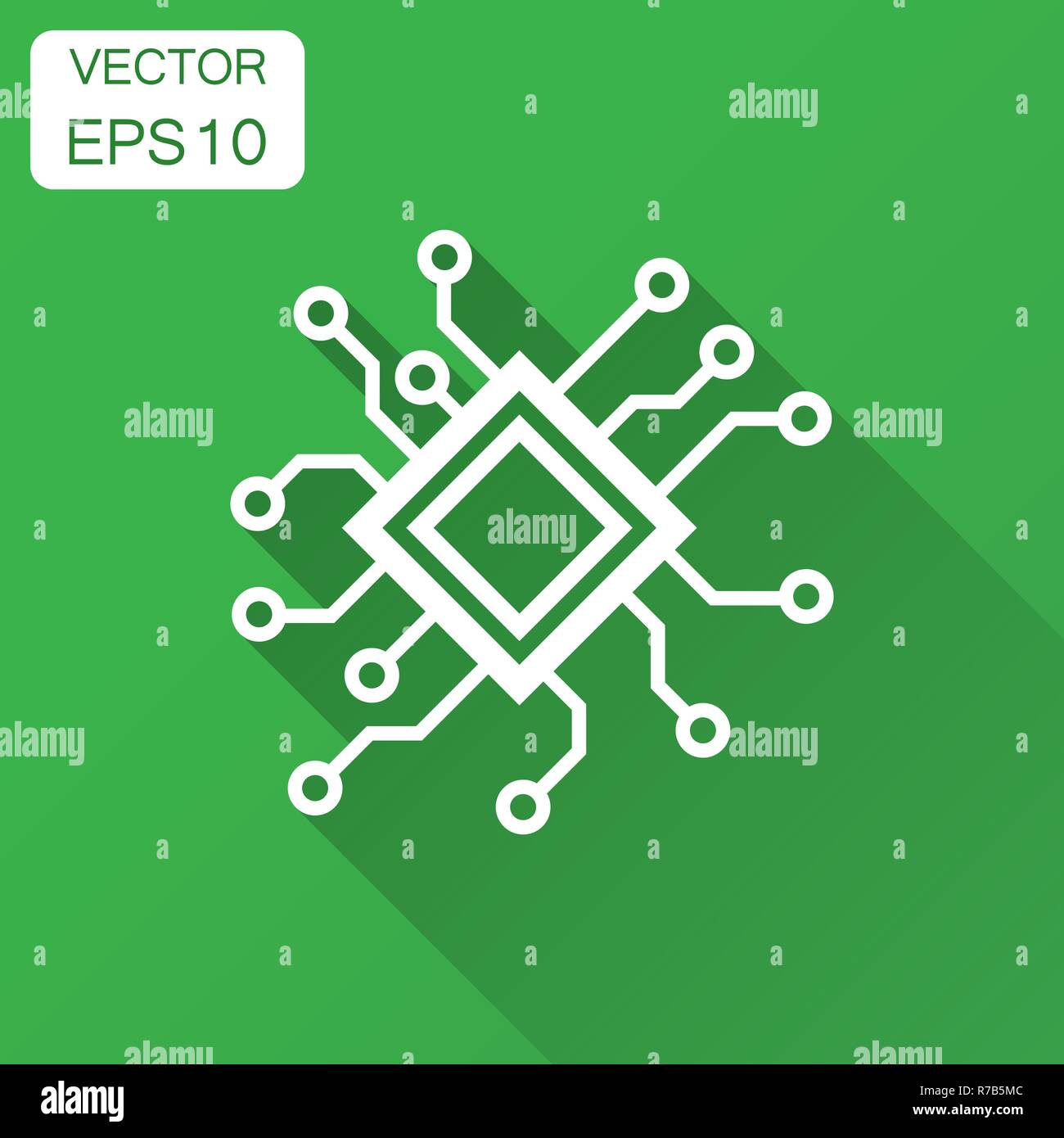 Circuit board icon in flat style. Technology microchip vector ...