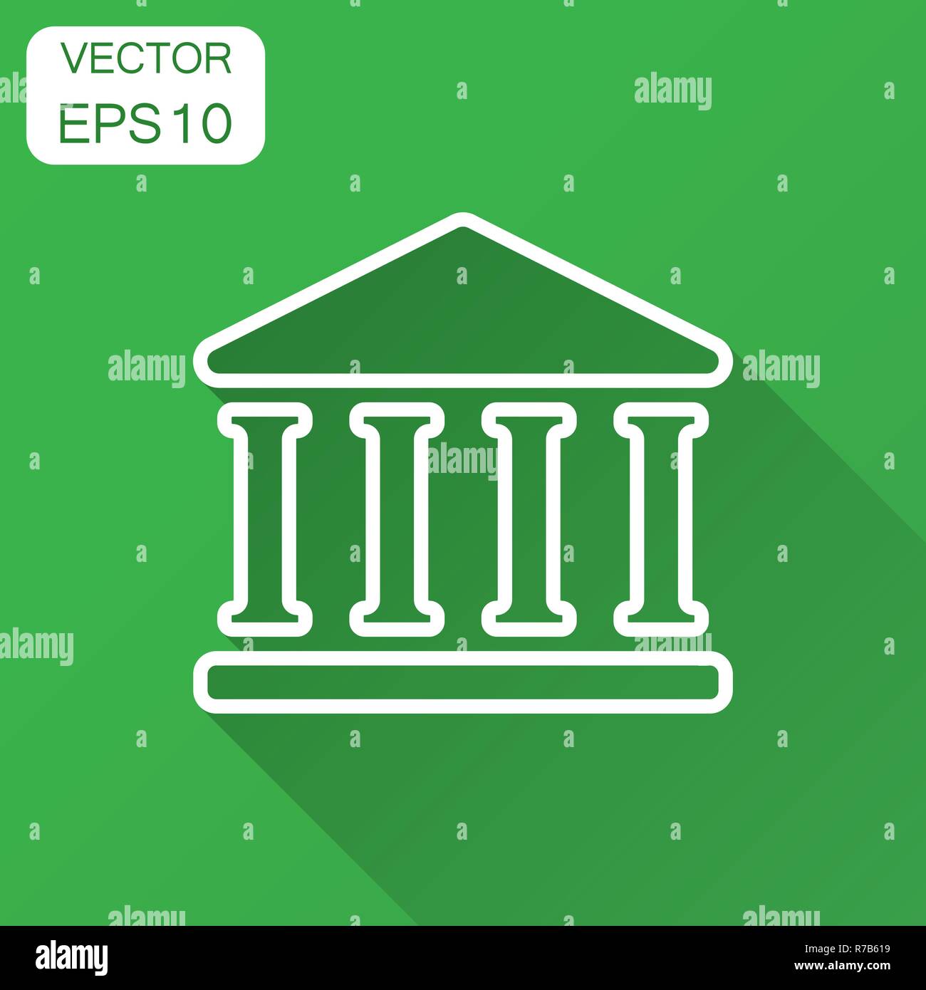 Bank building icon in flat style. Government architecture vector ...