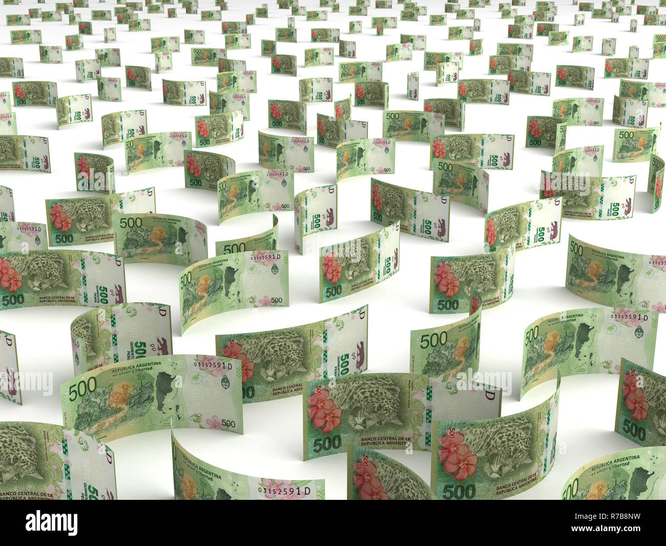 Scattered Argentina Pesos Stock Photo