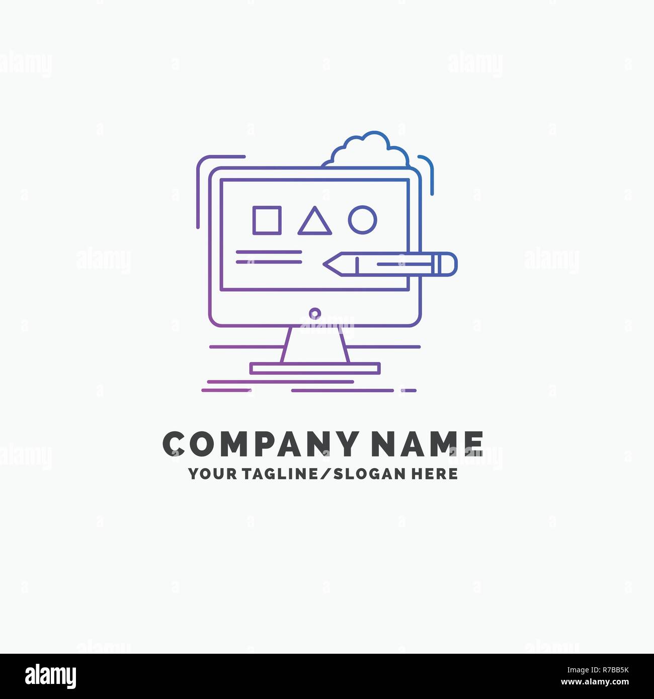 Art, computer, design, digital, studio Purple Business Logo Template