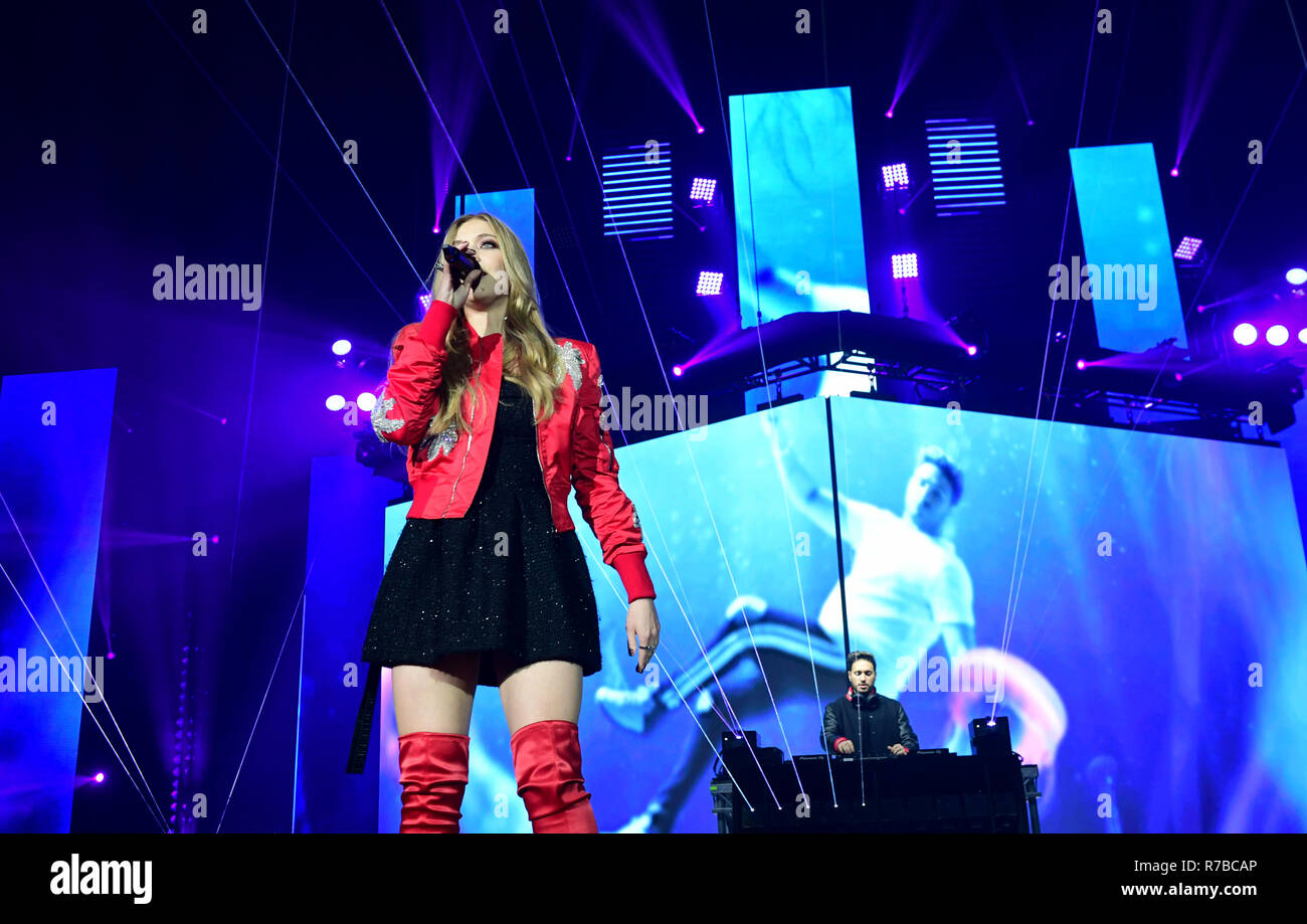 Becky Hill on stage during day one of Capital's Jingle Bell Ball with