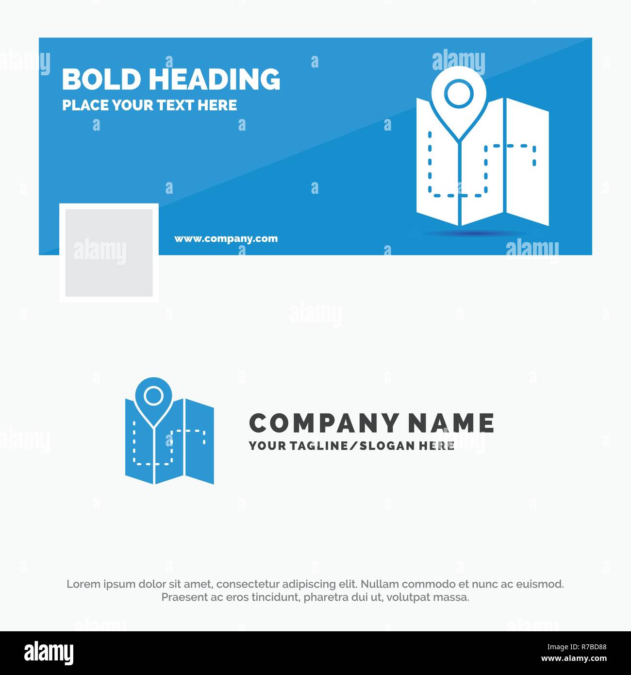 Blue Business Logo Template For Map Camping Plan Track
