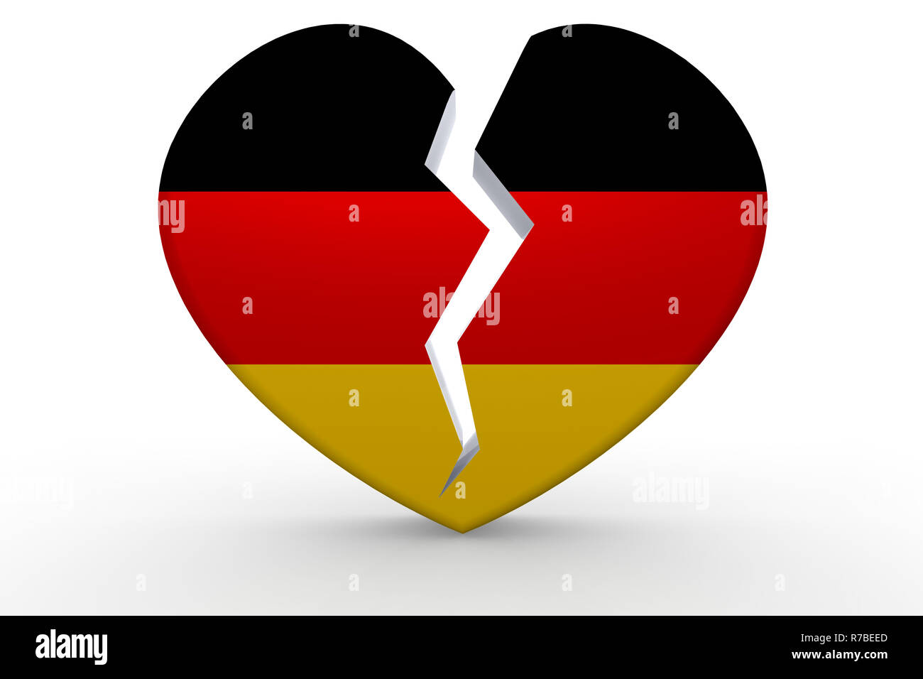 Broken white heart shape with Germany flag Stock Photo Alamy