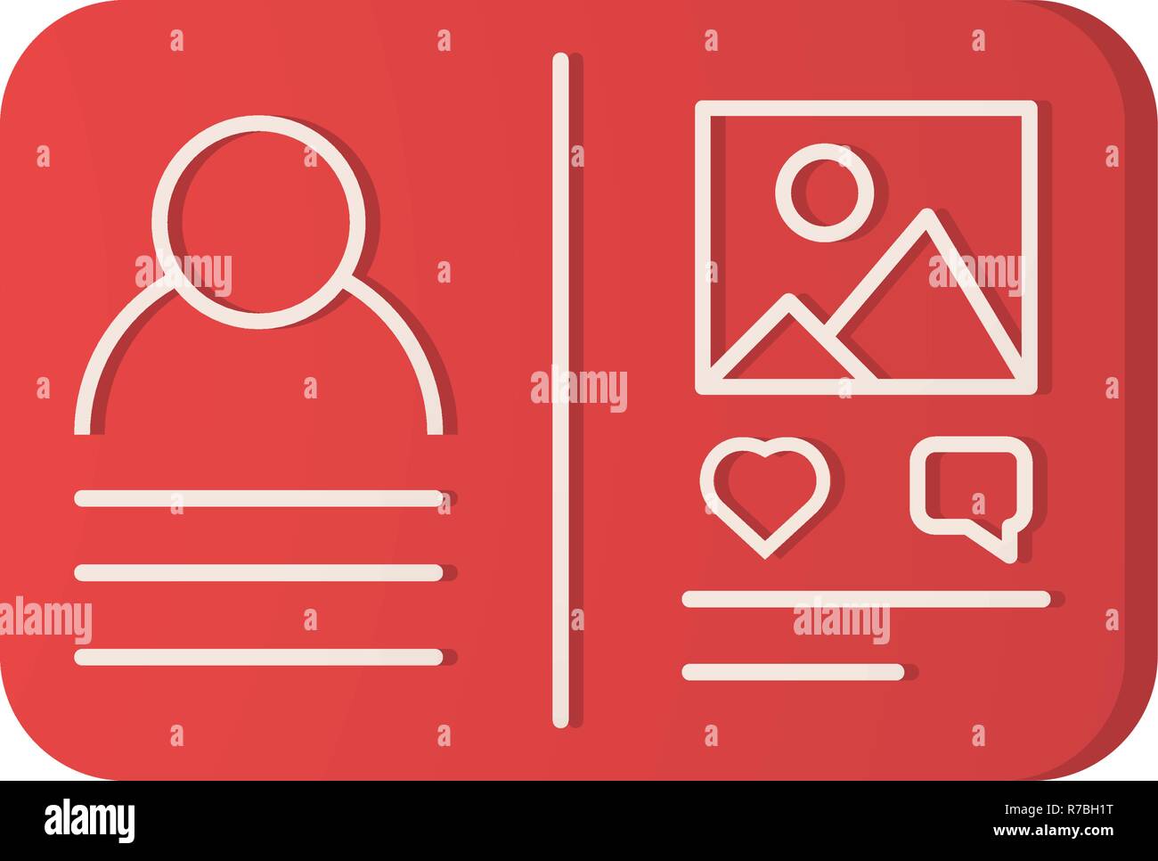 User profile web page template, flat icon, vector illustration on white ...