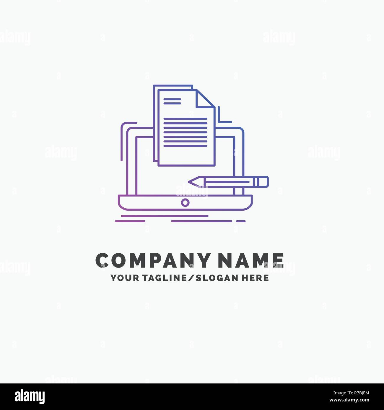 Coder, coding, computer, list, paper Purple Business Logo Template. Place for Tagline Stock Vector