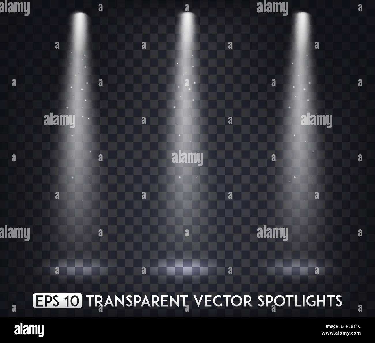 White Transparent Vector Spot Lights / Spotlights Effect For Party, Scene, Stage, Gallery or Holiday Design Stock Vector