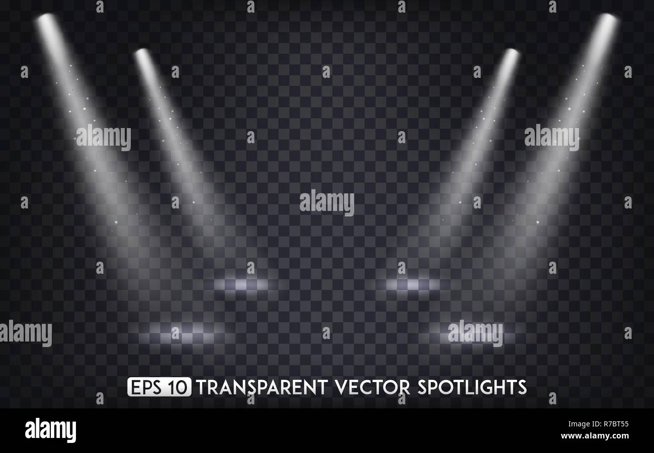 White Transparent Vector Spot Lights / Spotlights Effect For Party ...