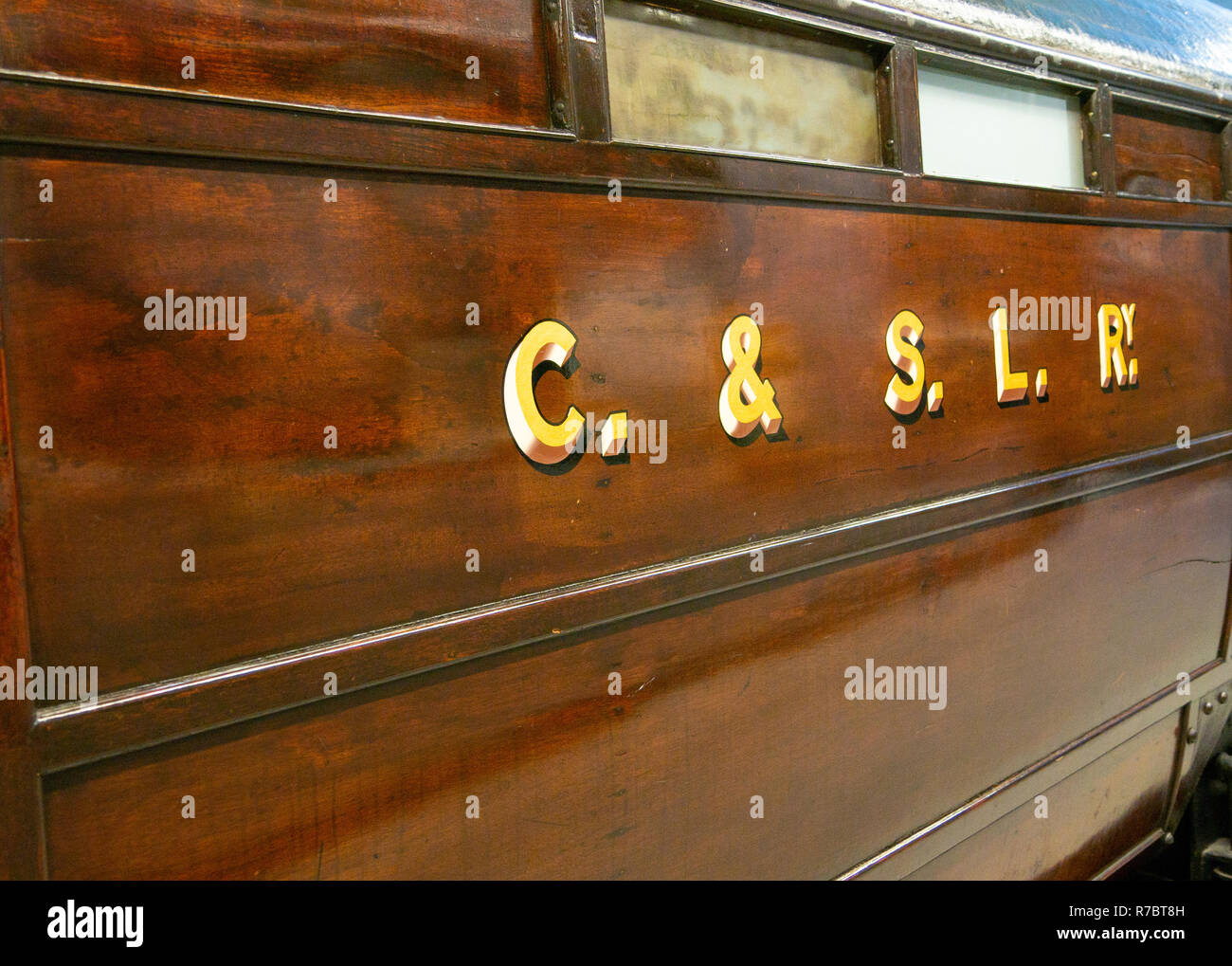 Vintage London Underground train carriages, London Transport Museum, London, UK Stock Photo