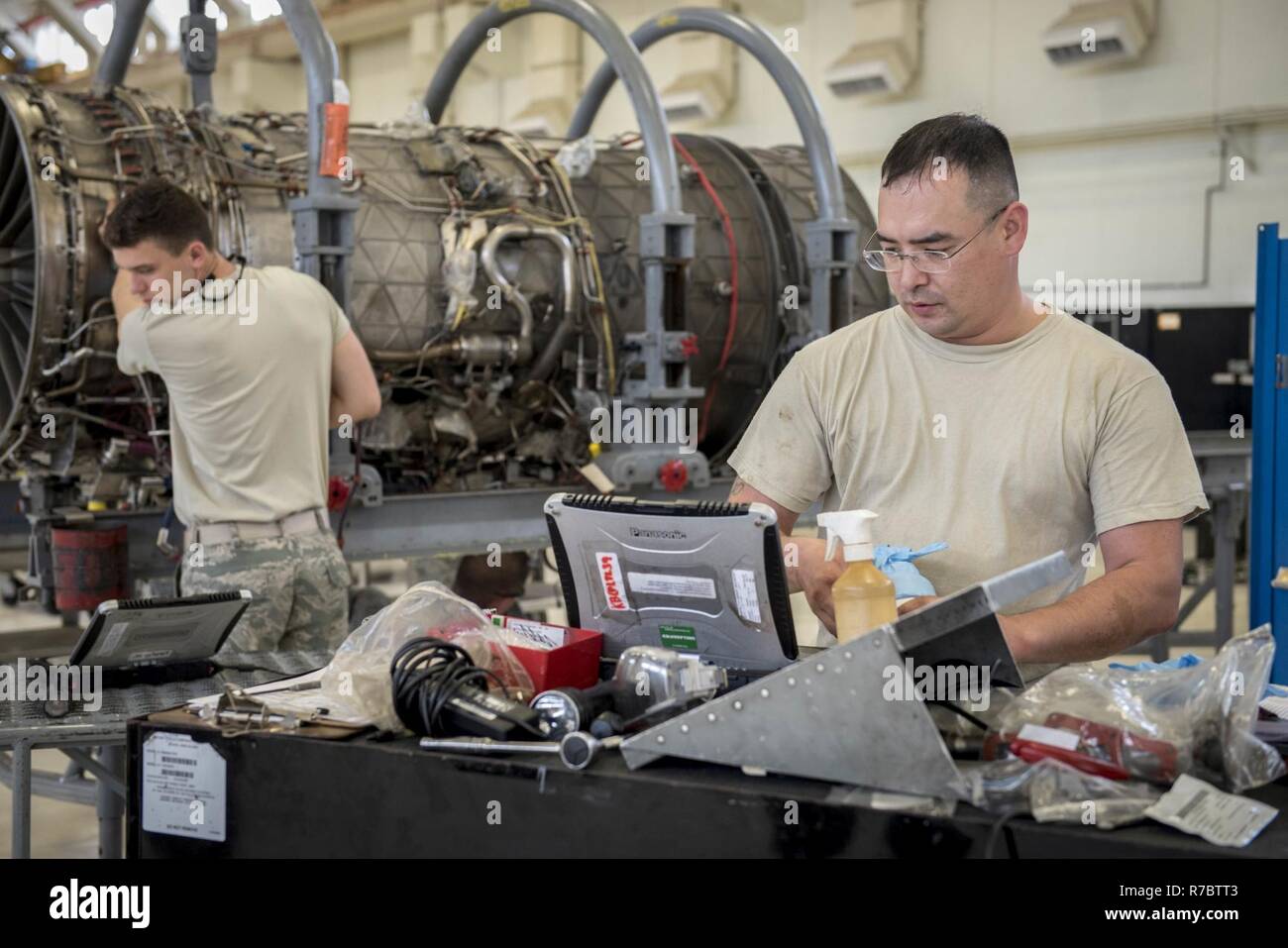 Aerospace propulsion technicians from the 18th Component Maintenance ...