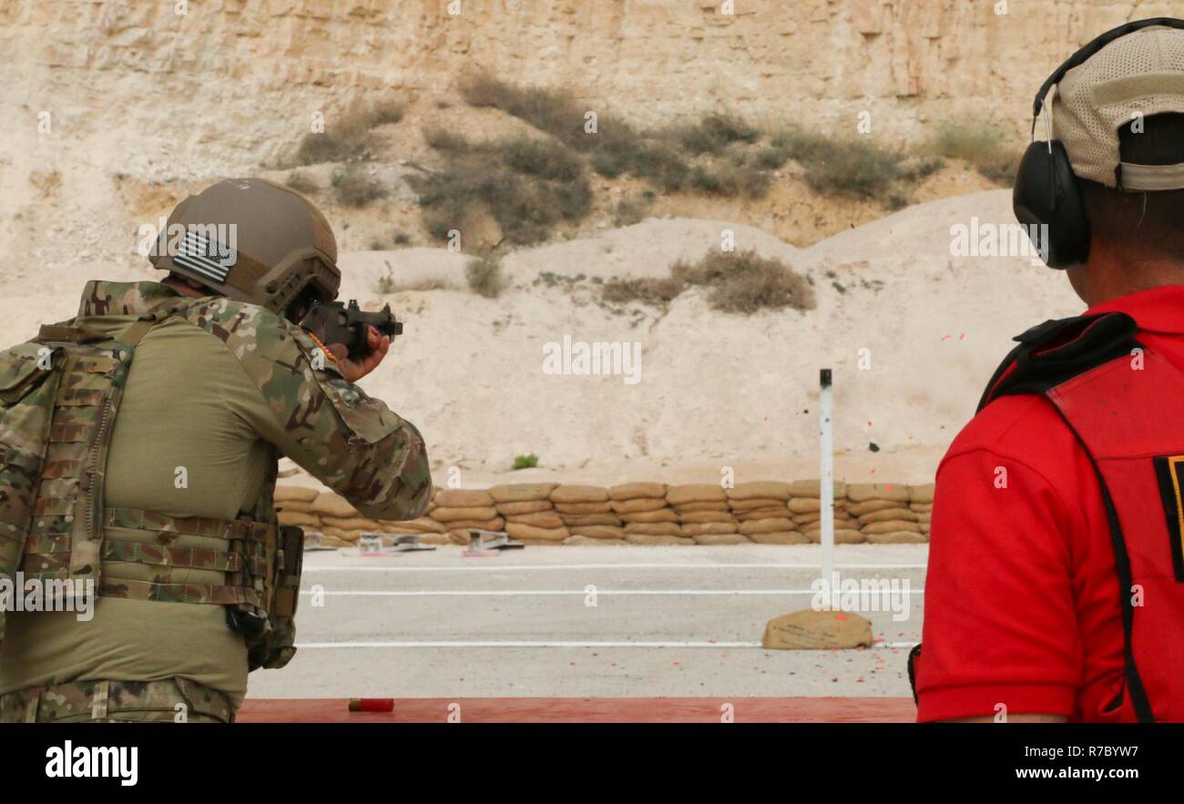 A Soldier with Special Operations Command Forward Jordan hits his