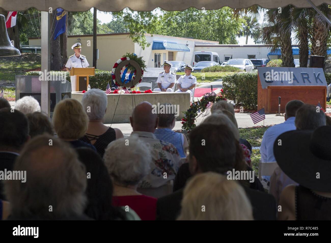 Jacksonville Fla May 17 17 Rear Adm John B Mustin Deputy Commander Naval Surface Force U S Pacific Fleet Gives His Remarks To Survivors And Family Members Of Sailors Who Were Aboard The Guided Missile Jacksonville Fla May 17 17 Rear Adm John B Mustin Deputy Commander Naval Surface Force U S Pacific Fleet Gives His Remarks To Survivors And Family Members Of Sailors Who Were Aboard The Guided Missile