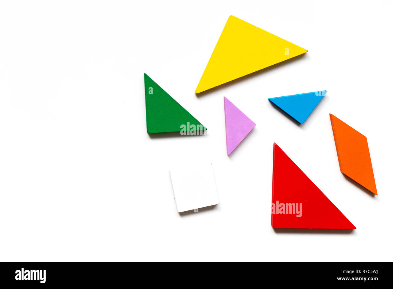 Color wood tangram puzzle in each piece wait for complete shape on ...