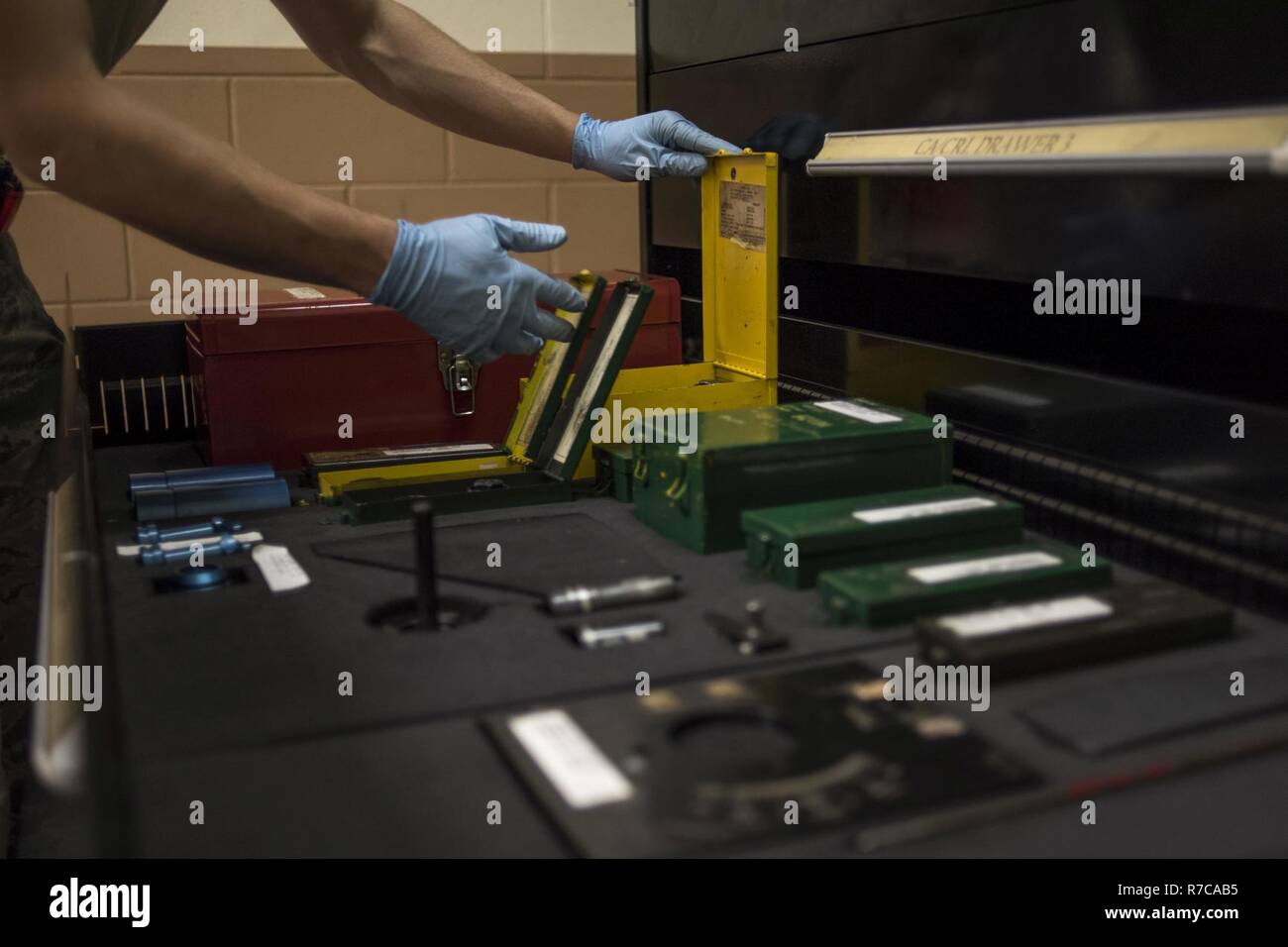 A U.S. Air Force hydraulics technician from the 18th Component ...