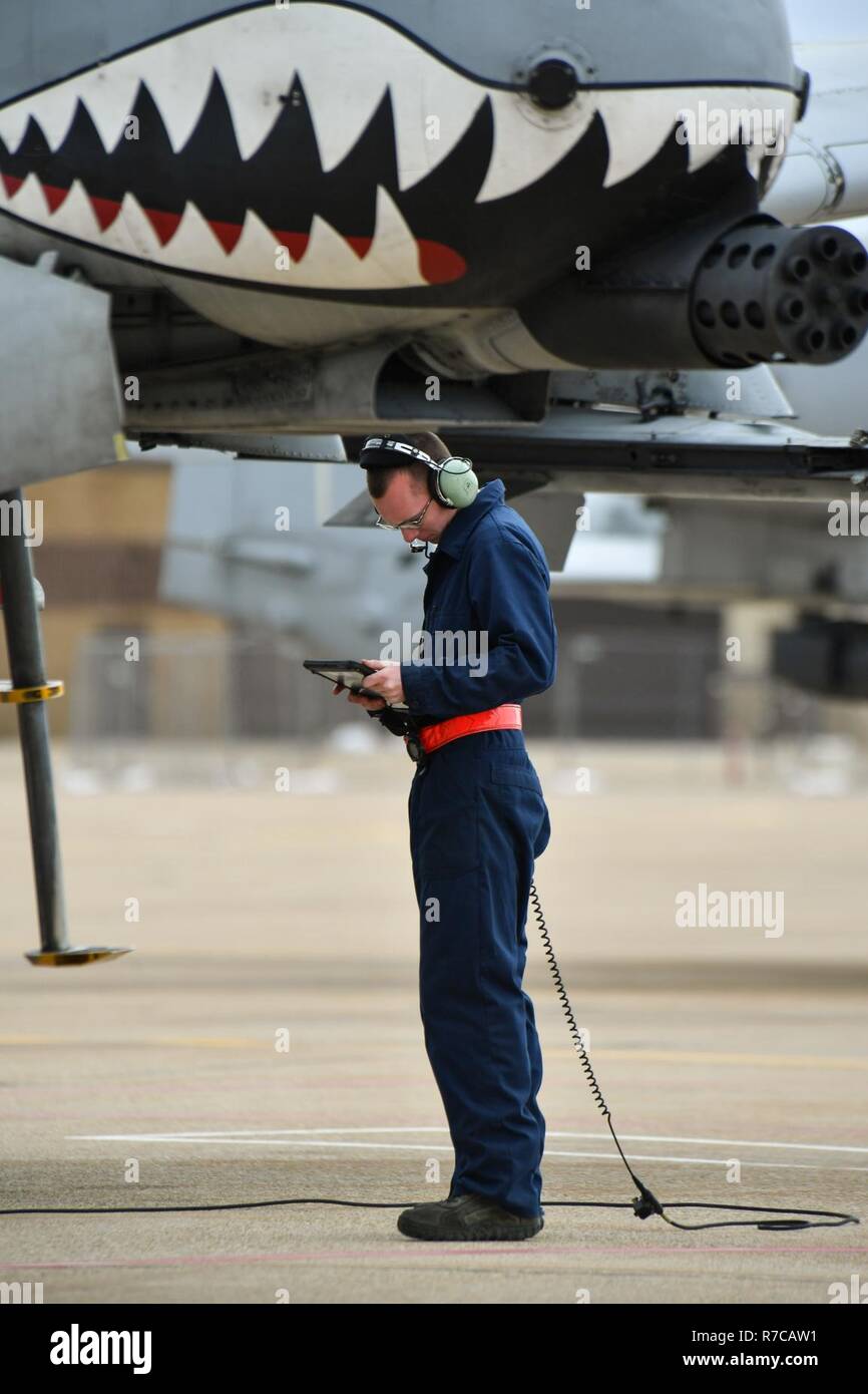 An A10 Thunderbolt II crew chief assigned to the 23rd Aircraft