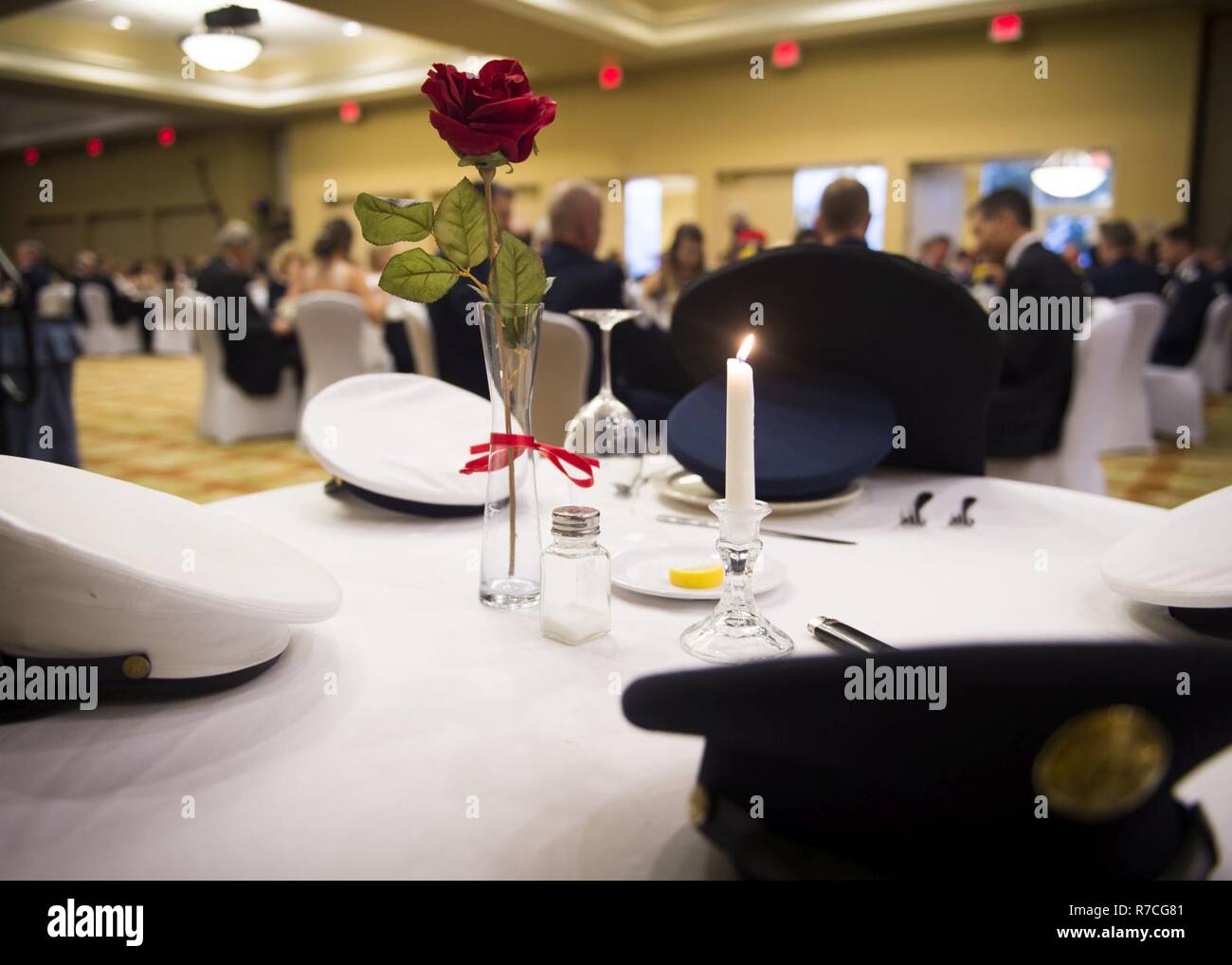 A Table Is Set In Honor Of Pow Mia During A Banquet To Recognize