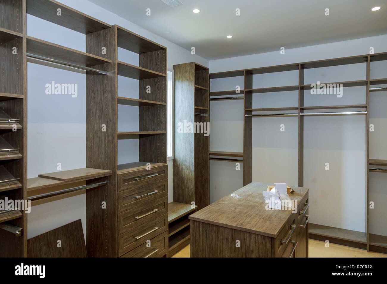 Large wardrobe closet, with empty shelves Stock Photo Alamy