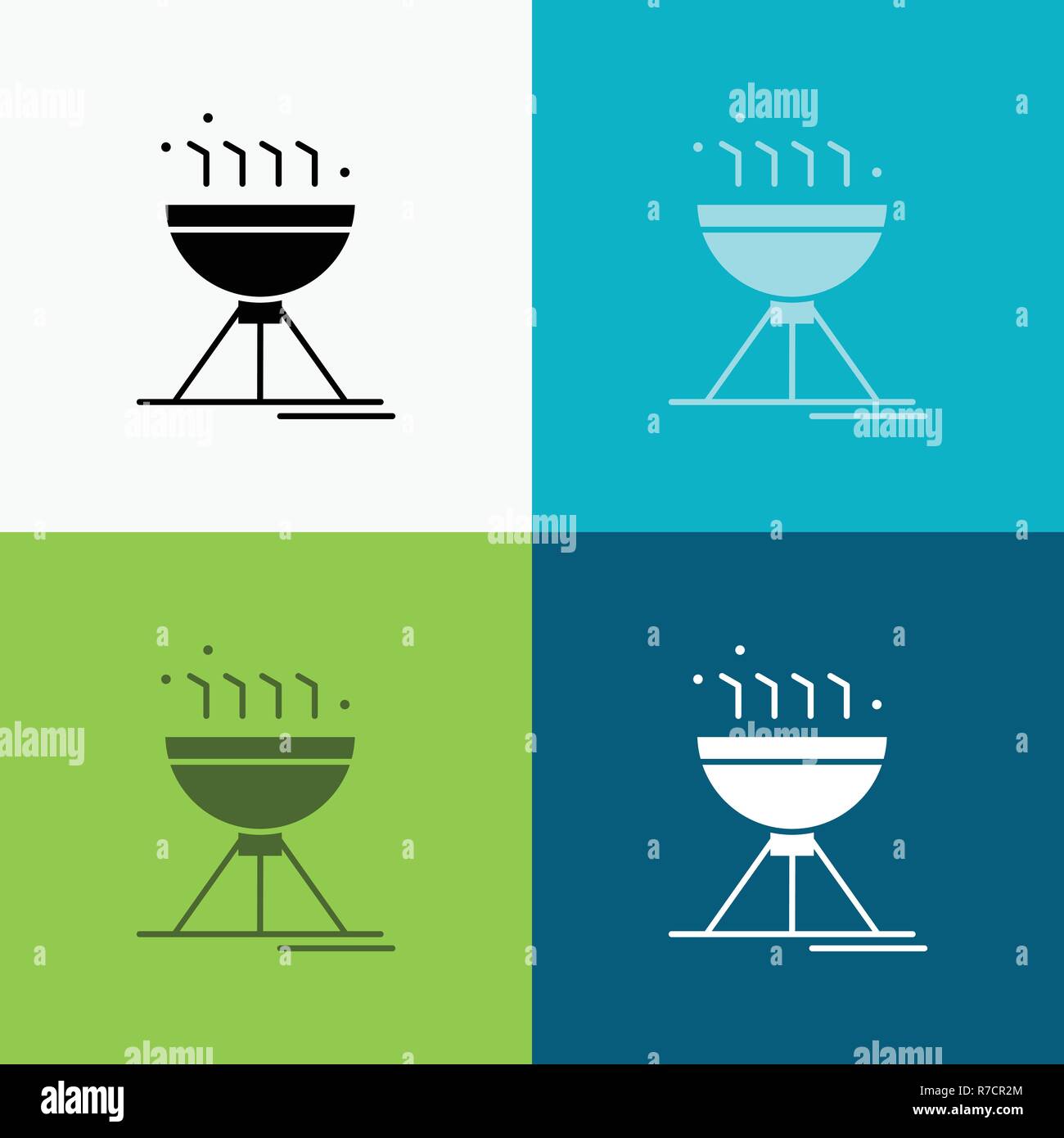 Cooking bbq, camping, food, grill Icon Over Various Background. glyph