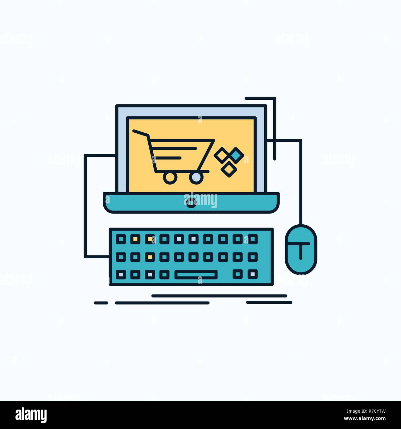 Cart, online, shop, store, game Flat Icon. green and Yellow sign and  symbols for website and Mobile appliation. vector illustration Stock Vector  Image & Art - Alamy
