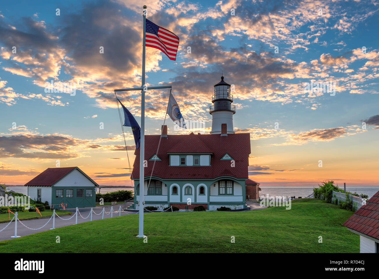 Portland Lighthouse at sunrise Stock Photo