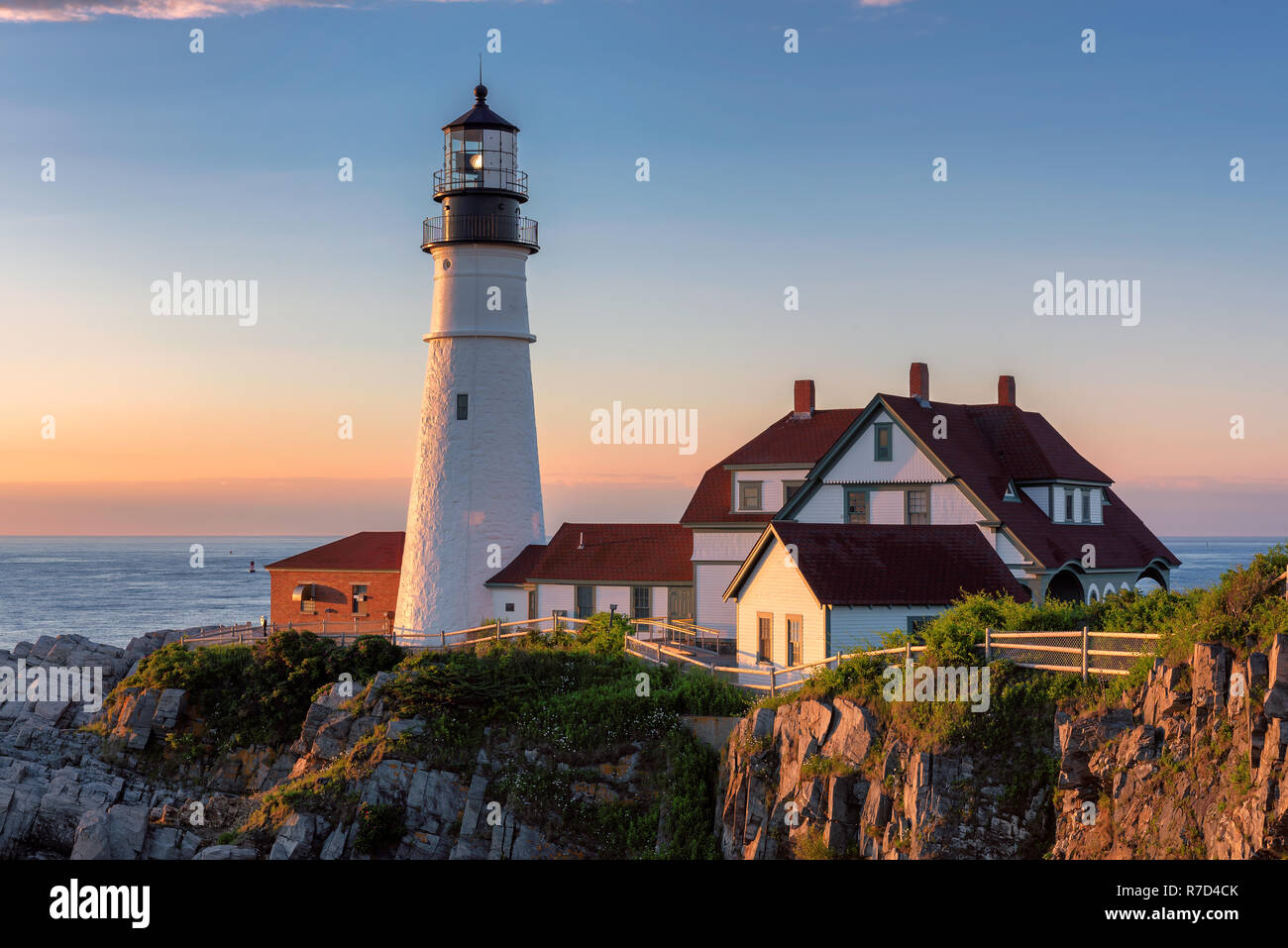 Portland Lighthouse at sunrise Stock Photo