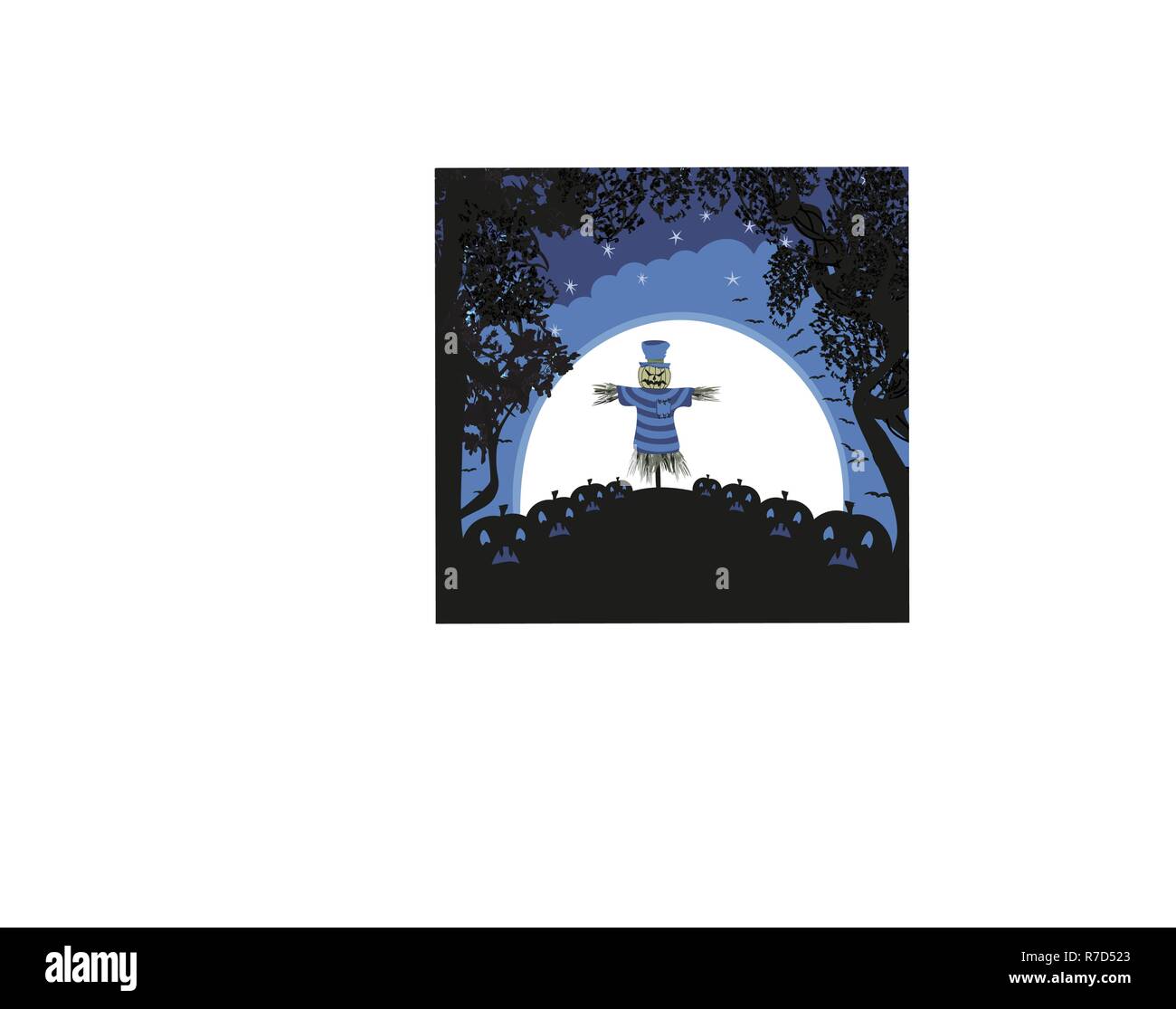 Pumpkin scarecrow at Halloween night Stock Vector Image & Art - Alamy