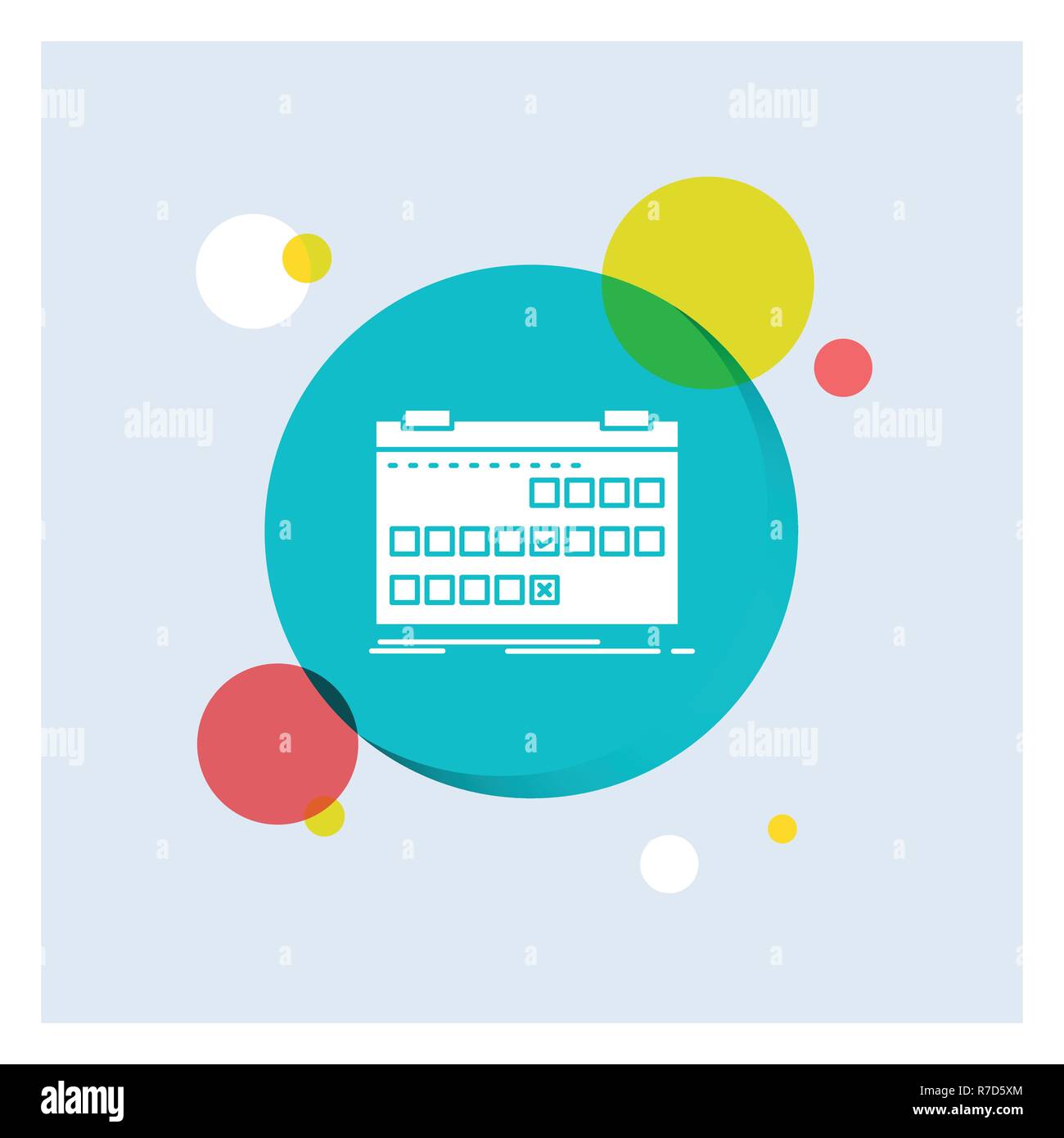 Calendar, date, event, release, schedule White Glyph Icon colorful Circle Background Stock Vector