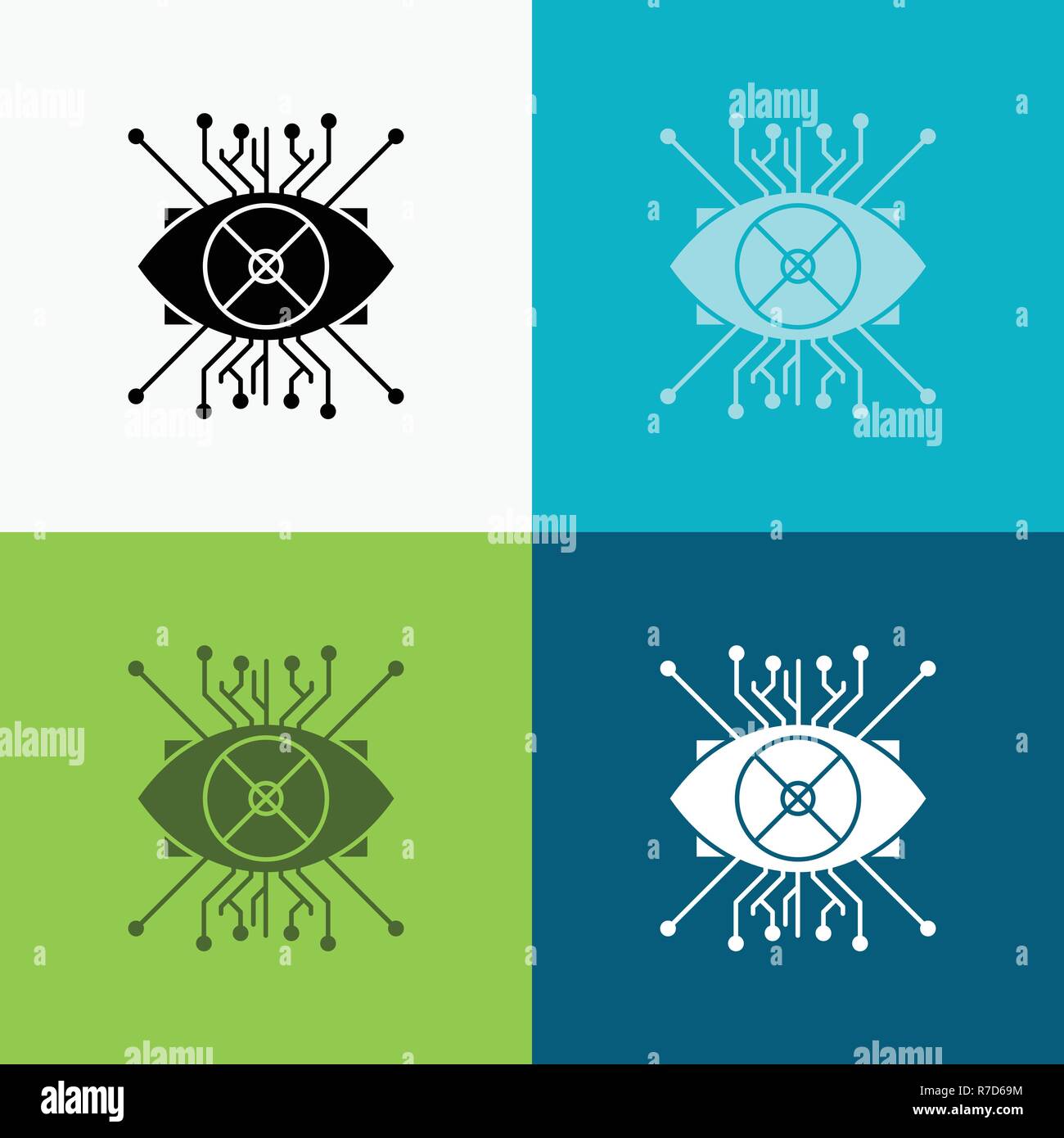 Ar, augmentation, cyber, eye, lens Icon Over Various Background. glyph ...