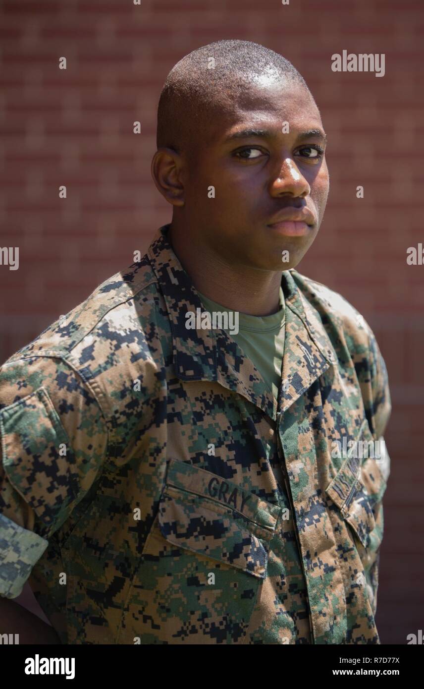 Pvt. Ackeem K. Gray, Platoon 3036,  3rd Recruit Training Battalion, earned U.S. citizenship May 18, 2017, on Parris Island, S.C. Before earning citizenship, applicants must demonstrate knowledge of the English language and American government, show good moral character and take the Oath of Allegiance to the U.S. Constitution. Gray, from Long Island, N.Y., originally from Jamaica, is scheduled to graduate May 19, 2017. ( Stock Photo