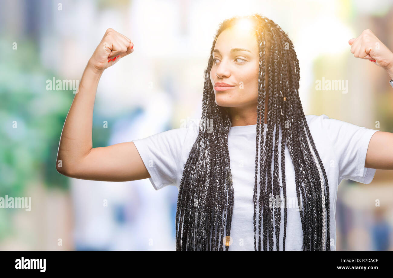 Young Braided Hair African American Girl Over Isolated Background