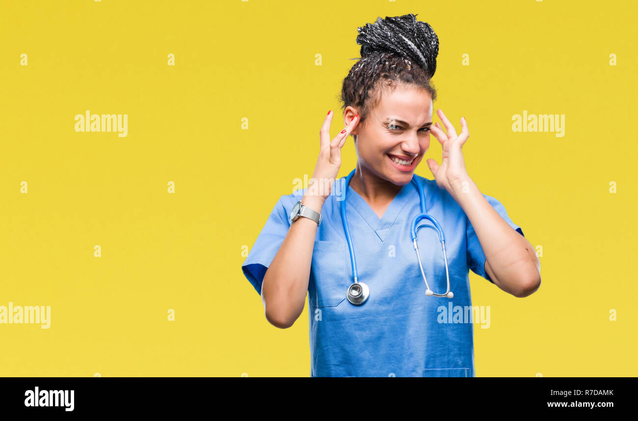 Young Braided Hair African American Girl Professional Surgeon Over