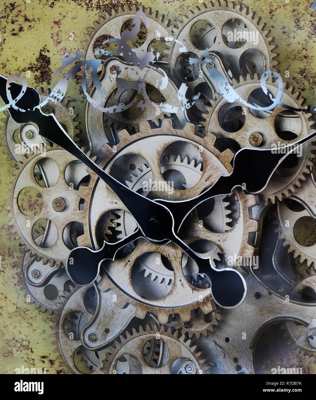 Abstract background with gears inside clock mechanism Stock Photo - Alamy