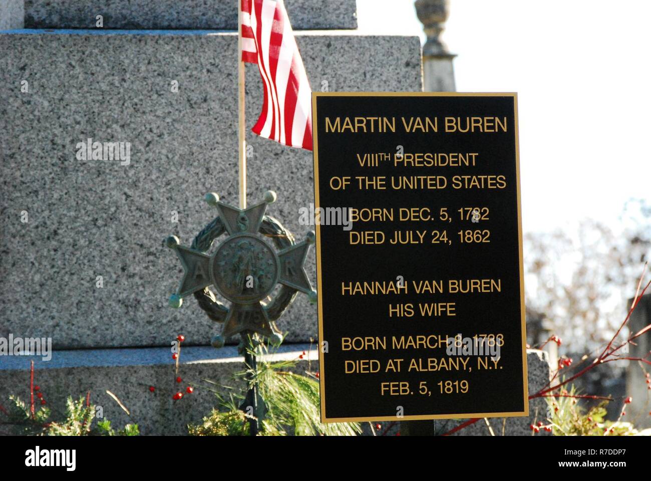 An obolisk in Kinderhook Reformed Church Cemetery marks the grave of