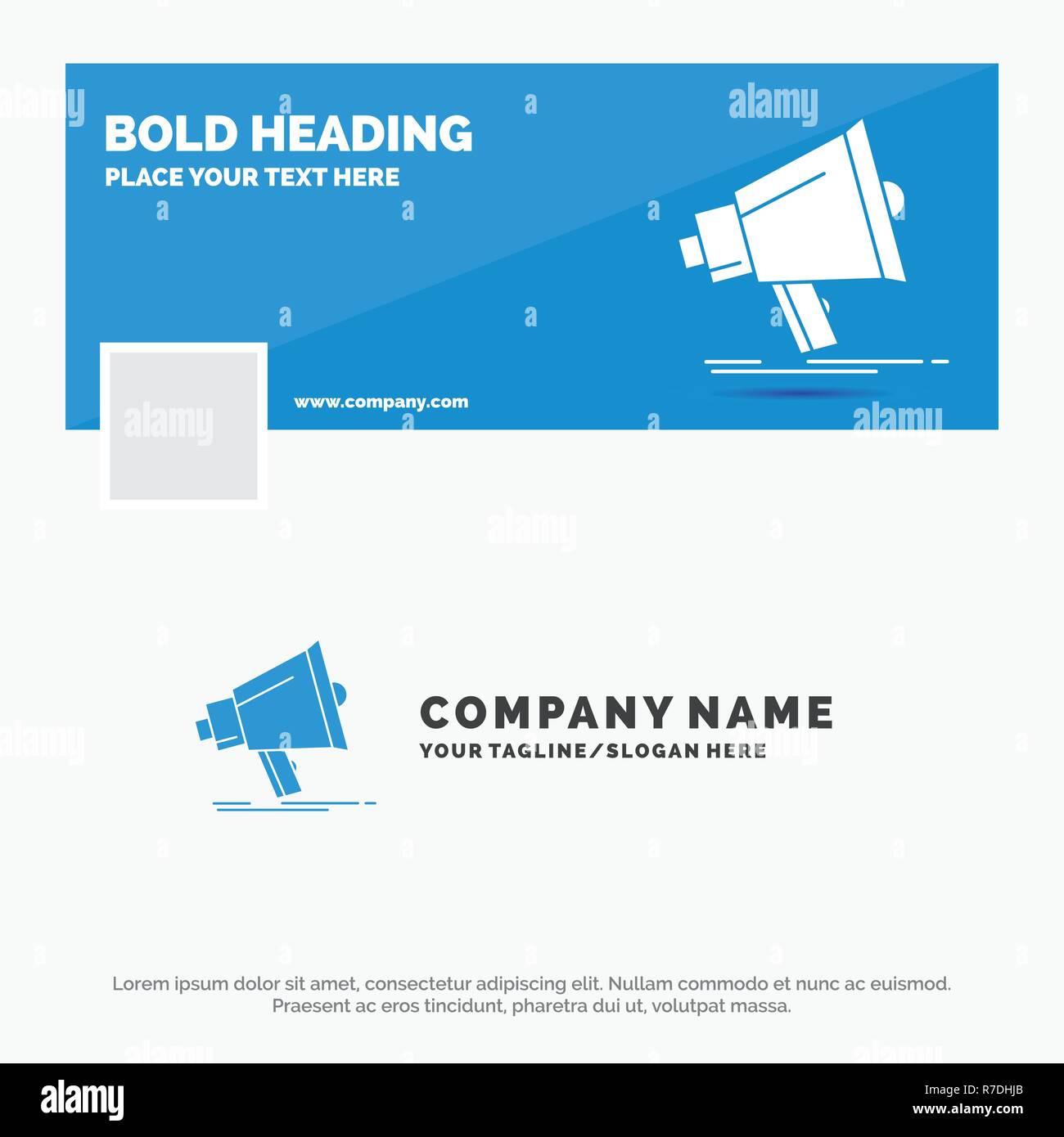 Blue Business Logo Template For Bullhorn Digital Marketing Media Megaphone Facebook Timeline Banner Design Vector Web Banner Background Illustra Stock Vector Image Art Alamy