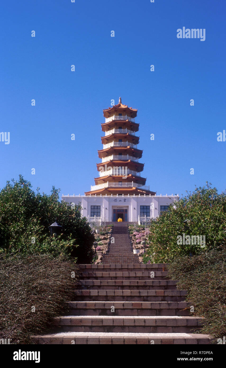 8 LEVEL PAGODA LOCATED IN THE NAN TIEN BUDDHIST TEMPLE COMPLEX, BERKELEY, WOLLONGONG, NEW SOUTH WALES, AUSTRALIA Stock Photo
