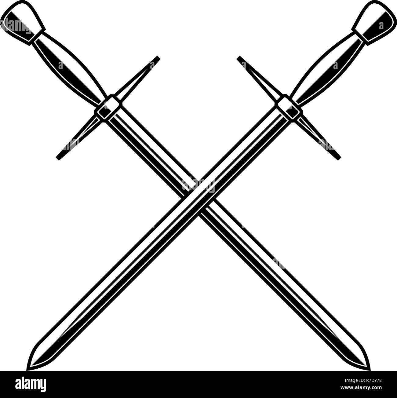 Crossed swords illustration Black and White Stock Photos & Images - Alamy