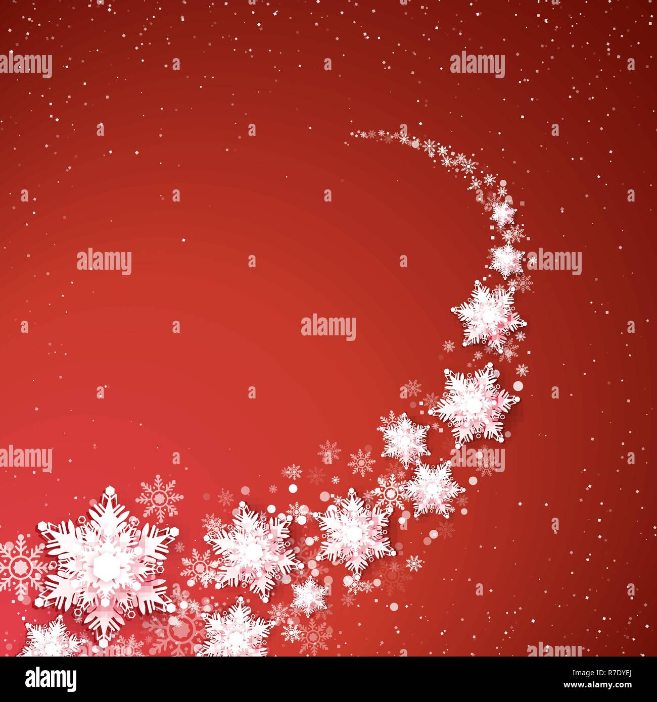 Holiday blizzard. Christmas and New Year background. Snowflakes trail. Vector illustration Stock Vector