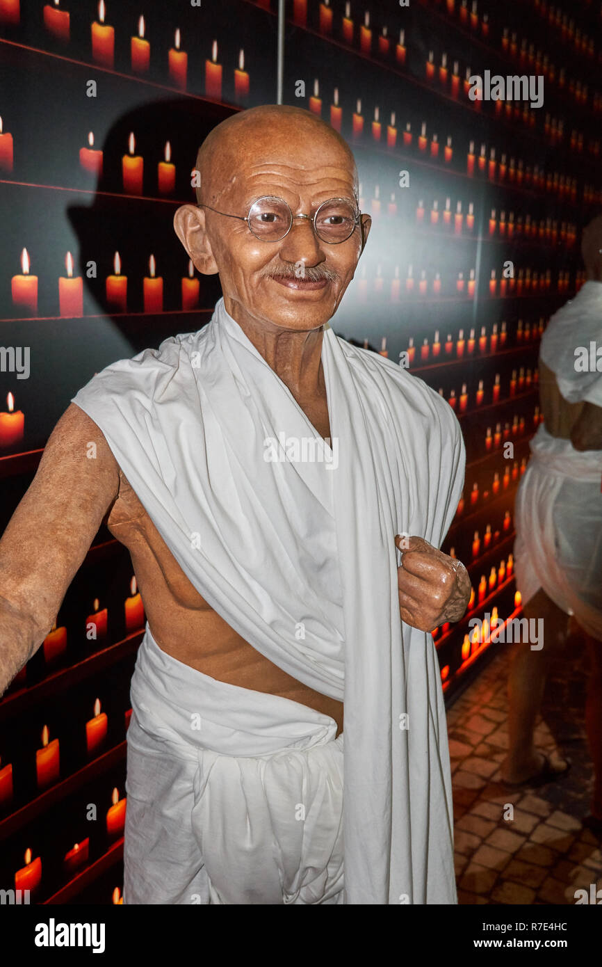 MONTREAL, CANADA - SEPTEMBER 23, 2018: Mahatma Gandhi, leader and indian activist. Wax museum Grevin in Montreal, Quebec Canada Stock Photo