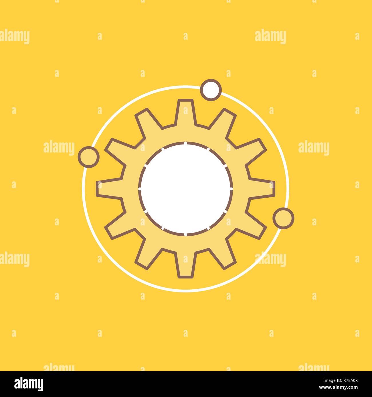 Efficiency, management, processing, productivity, project Flat Line Filled Icon. Beautiful Logo button over yellow background for UI and UX, website o Stock Vector