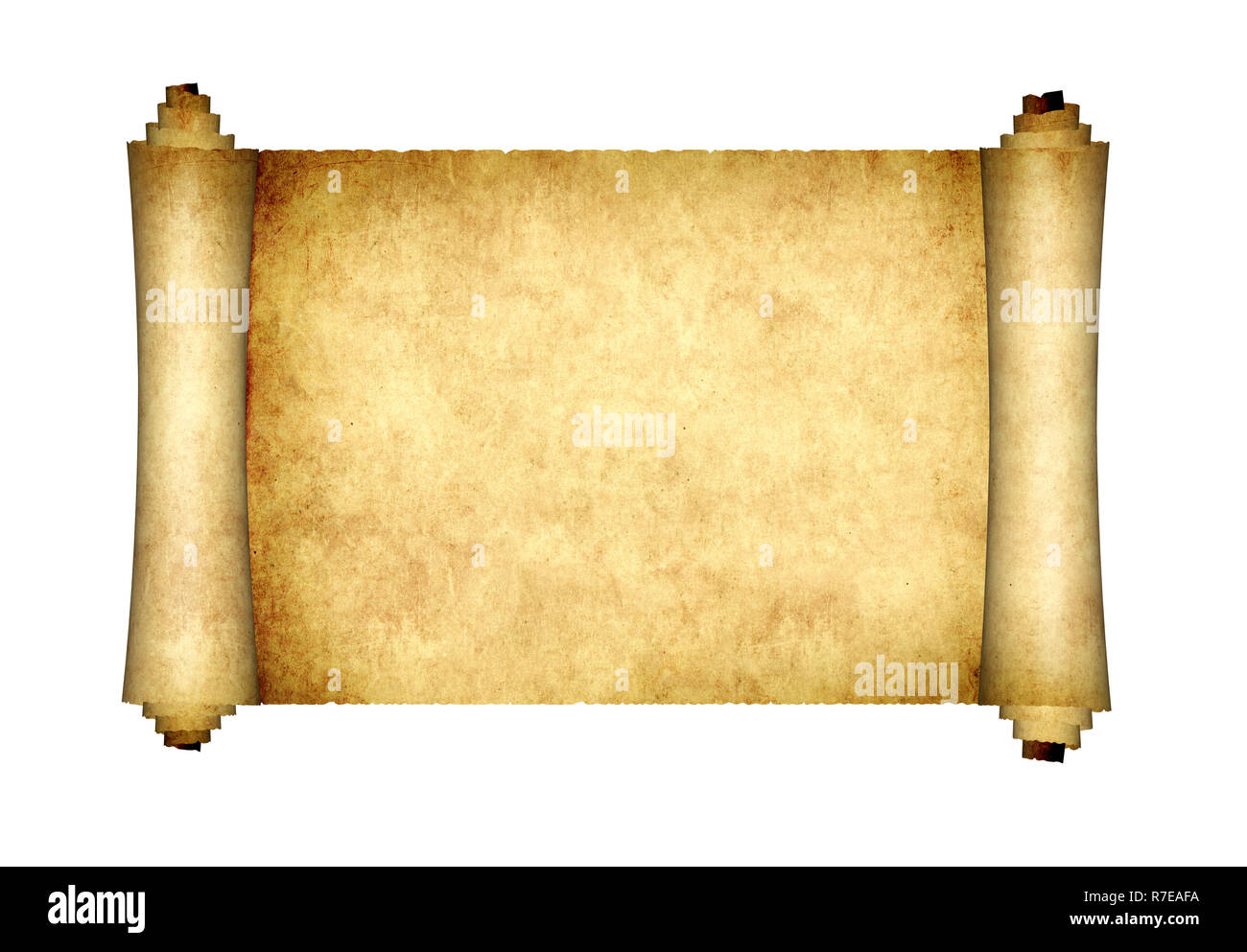Old parchment. Isolated on white background. Copy space for your text. Mock  up template. 3d render Stock Photo - Alamy