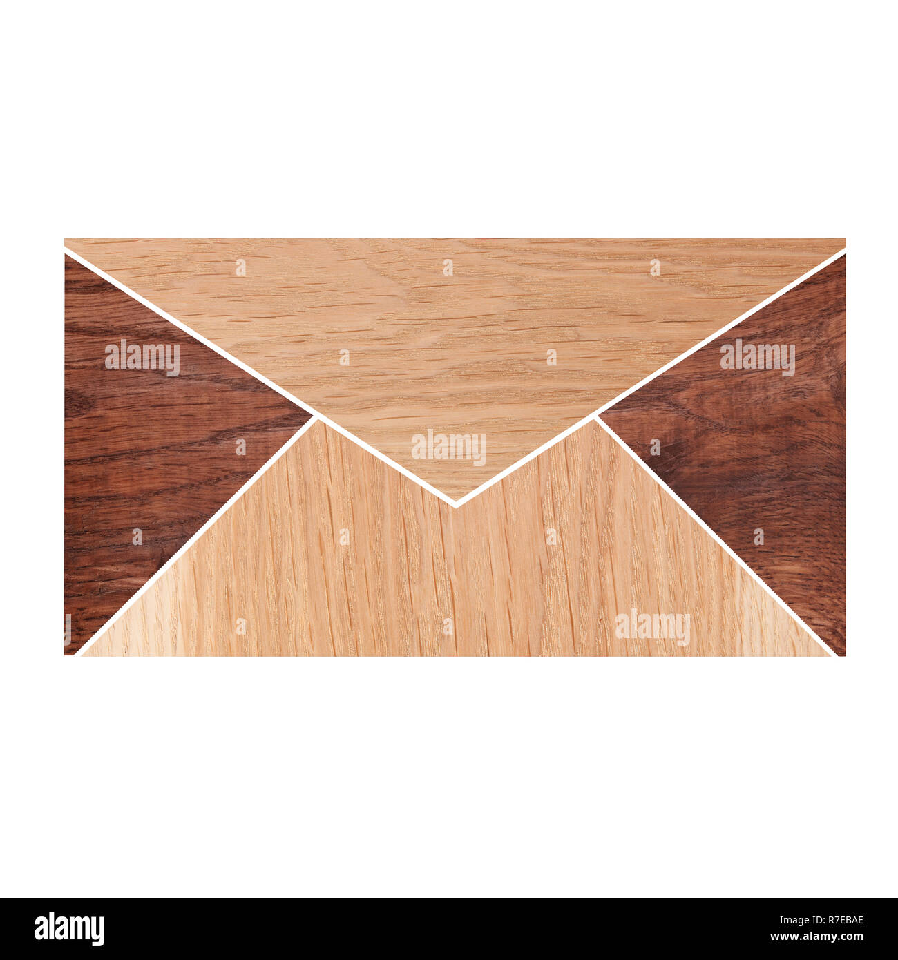 Envelope made of wood isolated on white background Stock Photo Alamy