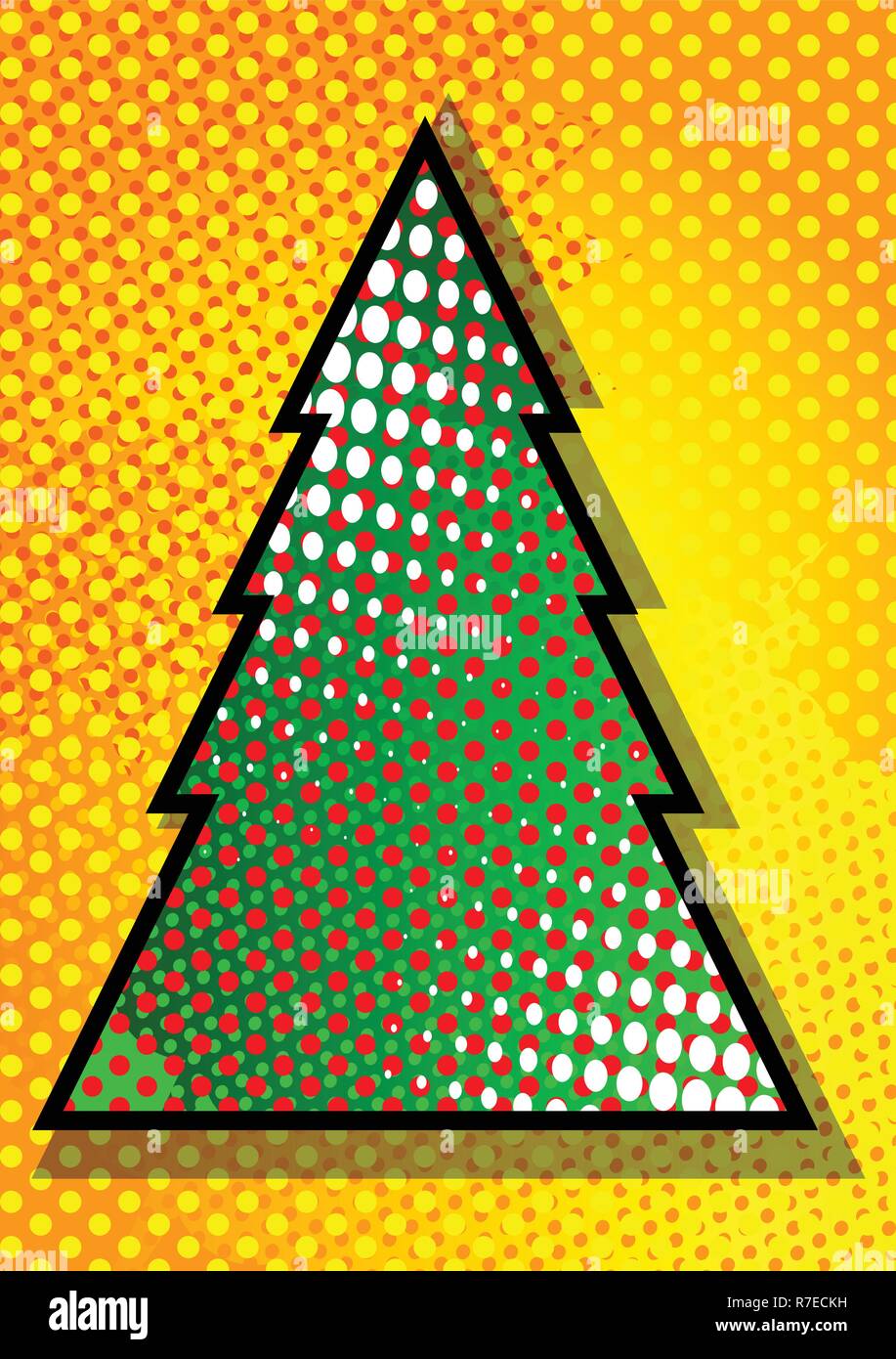 Vector illustrated retro comic book Christmas tree background, pop art  vintage style abstract background Stock Vector Image & Art - Alamy