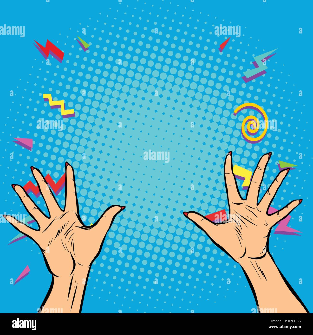 woman hands fingers high five. Pop art retro vector illustration Stock Vector