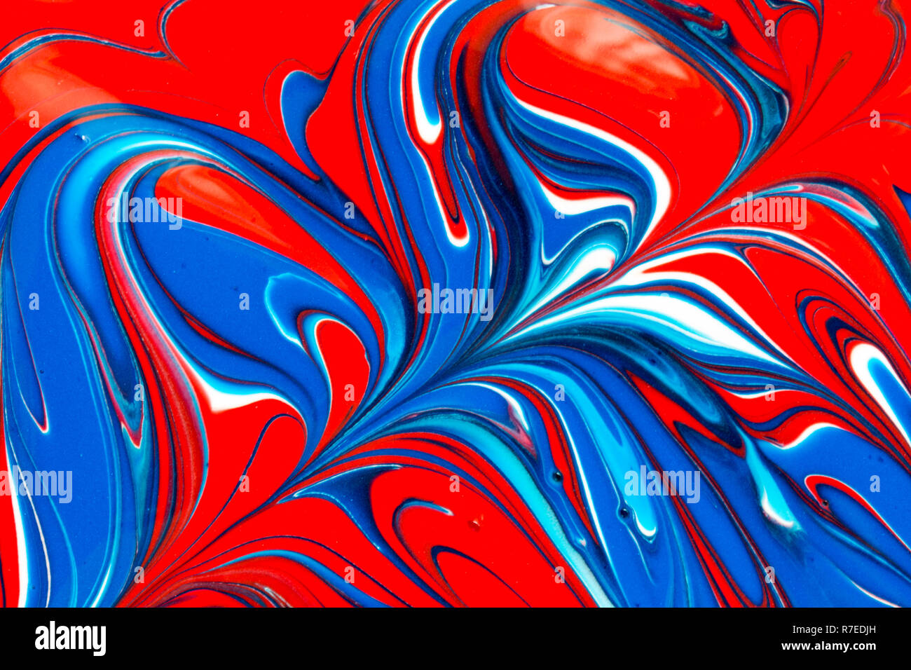 Colourful Abstract Background Of Red White And Blue Liquid Paint Swirls Stock Photo Alamy