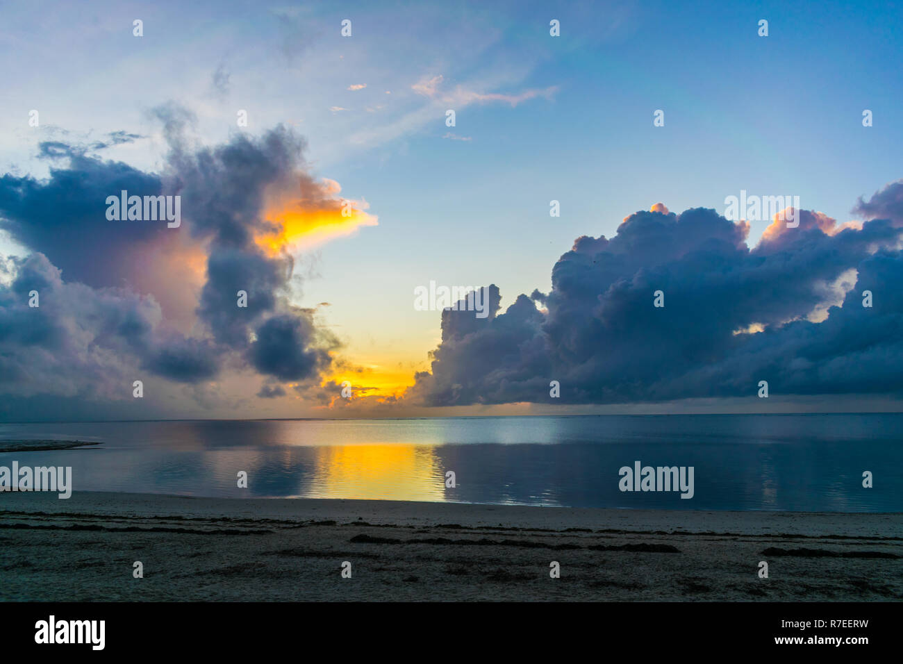 Beautiful sunrise at the Beach in Mombasa, Kenya Stock Photo