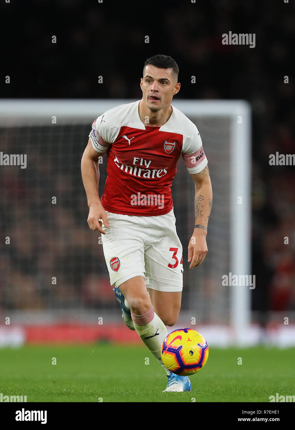 London, UK. 8th Dec 2018. Granit Xhaka of Arsenal - Arsenal v Huddersfield Town, Premier League, Emirates Stadium, London (Holloway) - 8th December 2018  Editorial Use Only - DataCo restrictions apply Credit: MatchDay Images Limited/Alamy Live NewsEditorial use only, license required for commercial use. No use in betting, Credit: MatchDay Images Limited/Alamy Live News Stock Photo