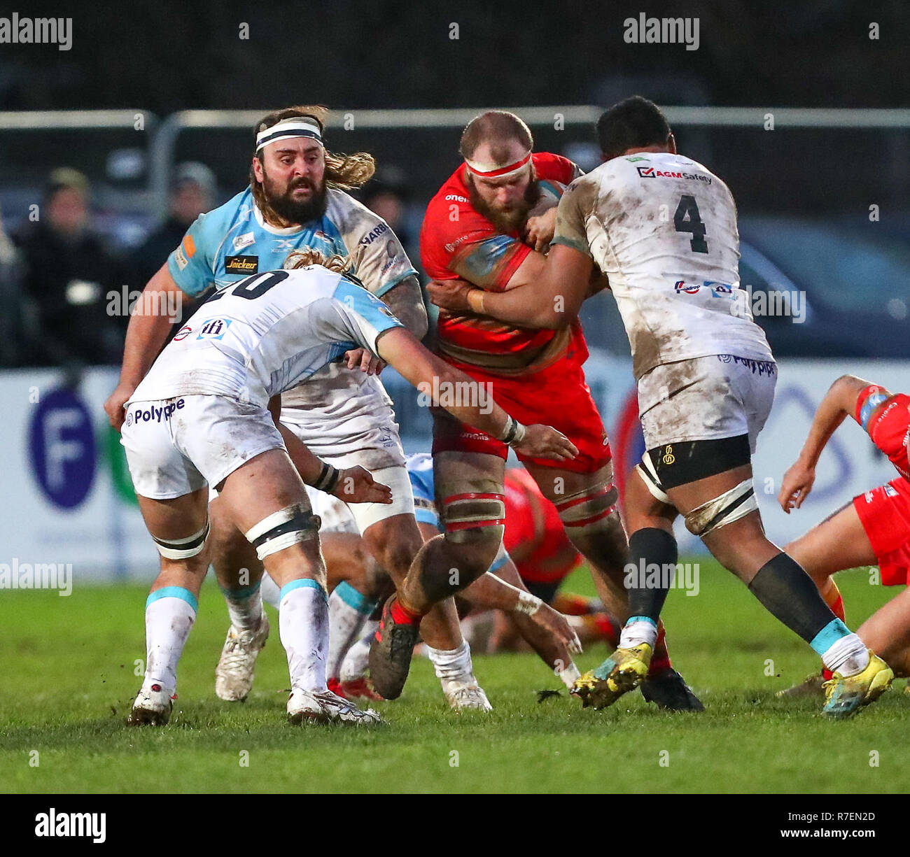 Coventry, UK. 8th December 2018.  George Oram on the charge for Coventry during the Championship Cup match played between Coventry rfc and Doncaster Knights rfc at the Butts Park Arena, Coventry. Credit: Phil Hutchinson/Alamy Live News Stock Photo