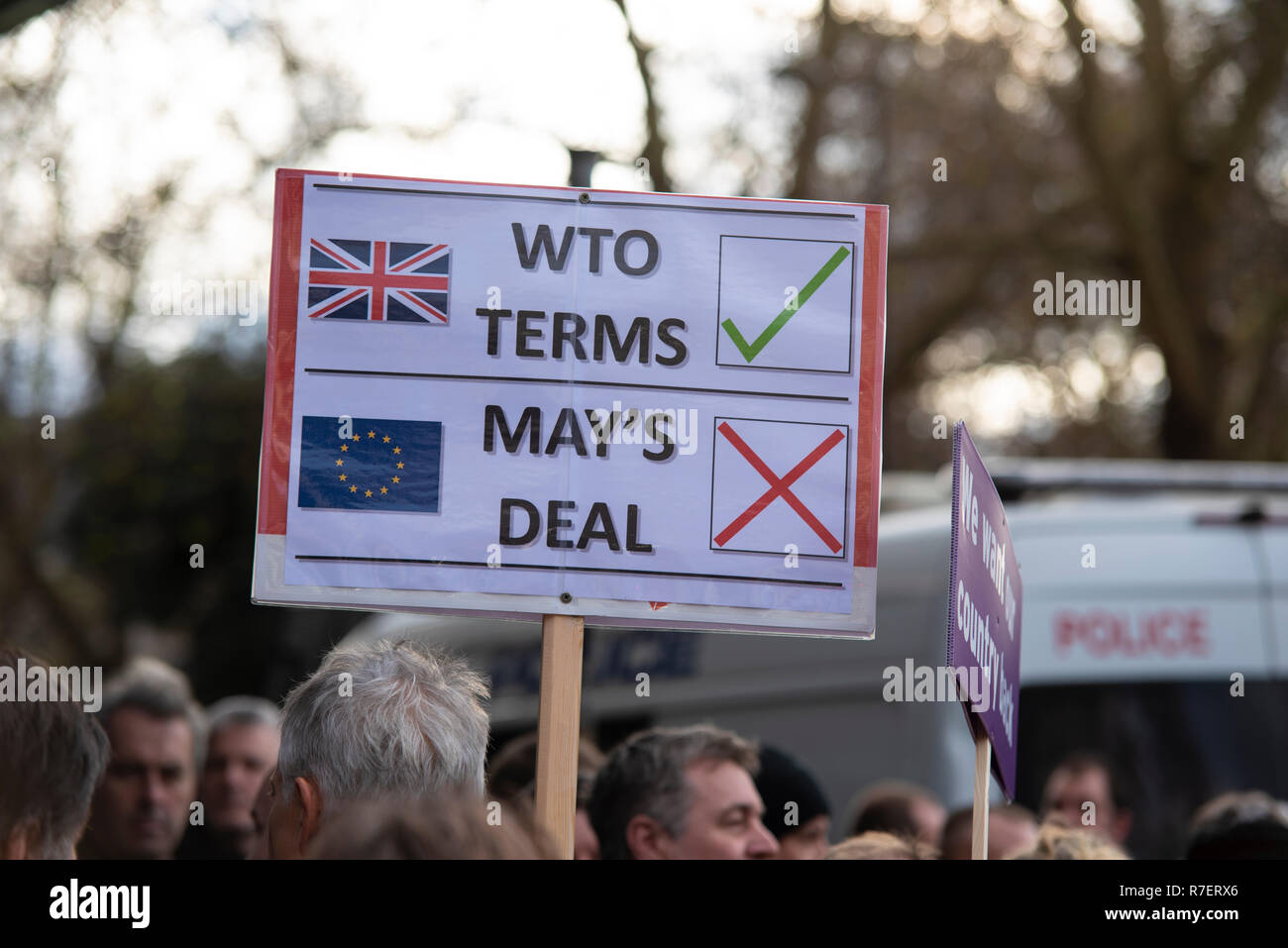 Brexit Betrayal march. Protesters are demonstrating at what they see as a betrayal by the UK government in not following through with leaving the EU in its entirety after the referendum. WTO Stock Photo