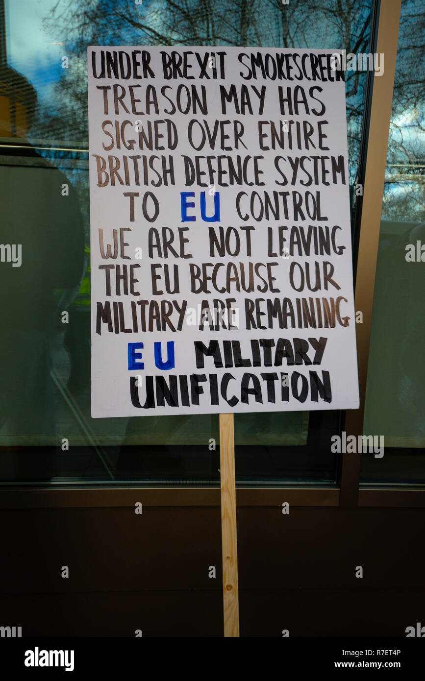 Brexit Betrayal march. Protesters are demonstrating at what they see as a betrayal by the UK government in not following through with leaving the EU in its entirety after the referendum. EU Army Stock Photo