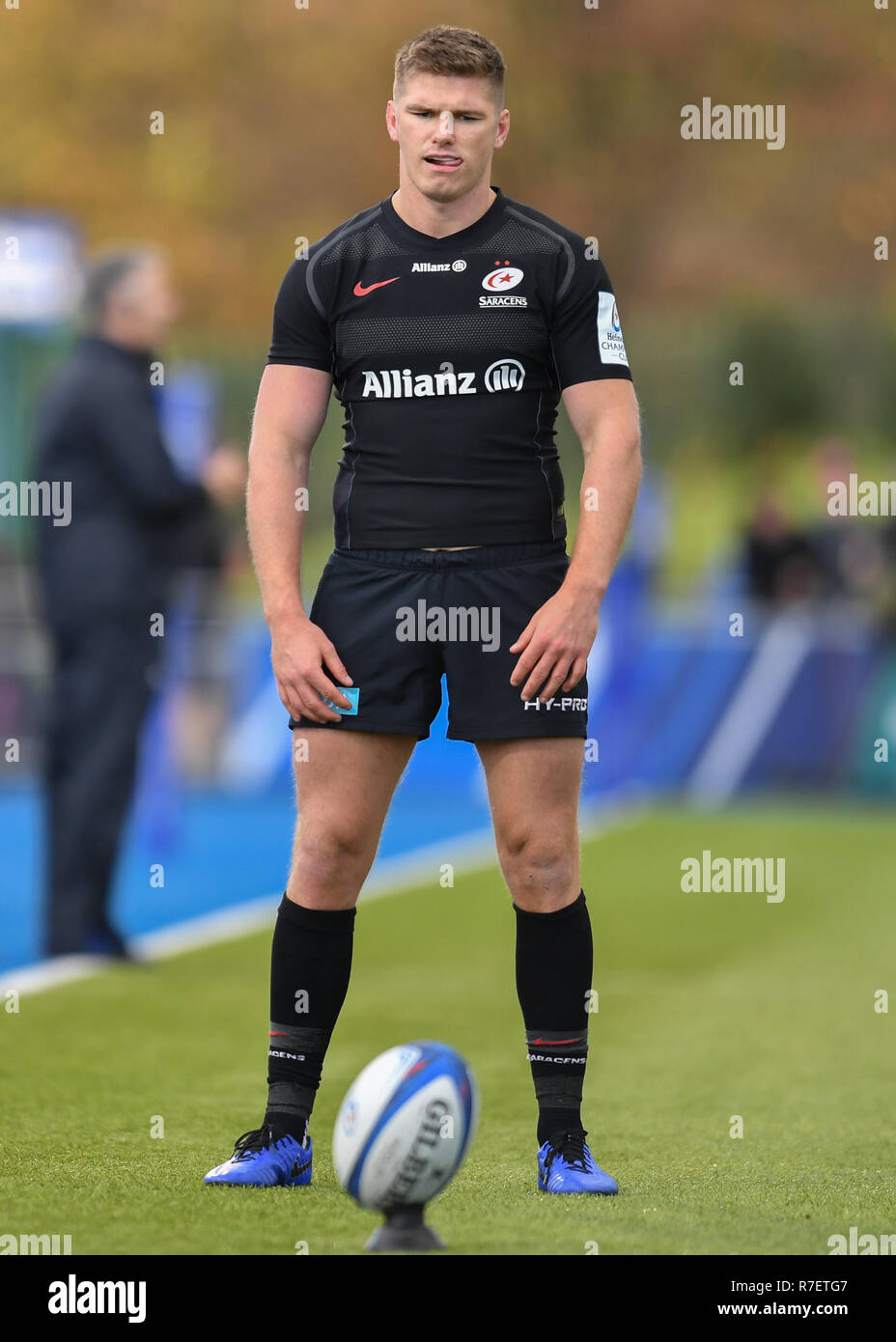 Owen Farrell Of Saracens Takes A Conversion Kick During European Champions Cup Match Between Saracens And Cardiff Blue At Allianz Park On Sunday 09 December 2018 London England Editorial Use Only License
